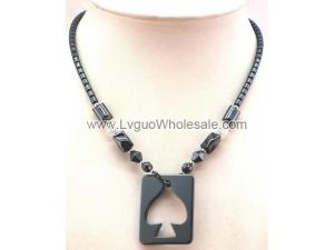 Hematite Open Heart Pendant Chain Choker Necklace